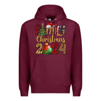 Burgundy family christmas 2024 Premium Hoodie - MaliasSmallBusiness