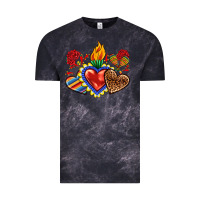 Cloud Black Sacred heart with leopard and serape heart Vintage Tee - RanaPortraitStore