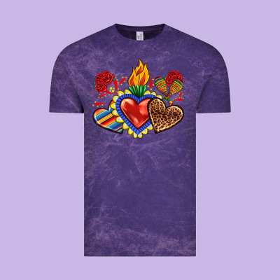Vintage Tee Sacred heart with leopard and serape heart