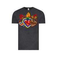 Vintage Black Sacred heart with leopard and serape heart Vintage Tee - RanaPortraitStore