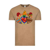 Vintage Coffee Sacred heart with leopard and serape heart Vintage Tee - RanaPortraitStore