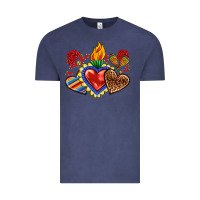 Vintage Denim Sacred heart with leopard and serape heart Vintage Tee - RanaPortraitStore