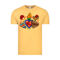 Vintage Mustard Sacred heart with leopard and serape heart Vintage Tee - RanaPortraitStore