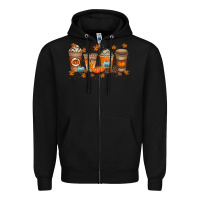 Black Fall Coffee Drink Zipper Hoodie - RacoonDesign