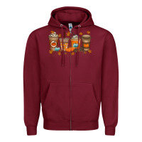 Burgundy Fall Coffee Drink Zipper Hoodie - RacoonDesign