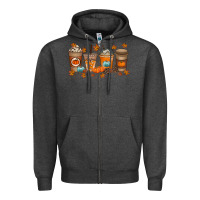 Charcoal Heather Fall Coffee Drink Zipper Hoodie - RacoonDesign