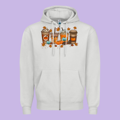 Fall Coffee Drink Zipper Hoodie Designed By Racoondesign
