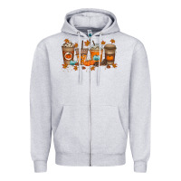Heather Grey Fall Coffee Drink Zipper Hoodie - RacoonDesign