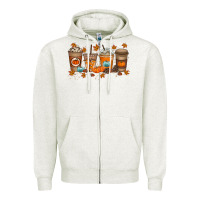 Oatmeal Heather Fall Coffee Drink Zipper Hoodie - RacoonDesign