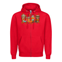 Red Fall Coffee Drink Zipper Hoodie - RacoonDesign