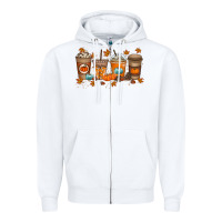 White Fall Coffee Drink Zipper Hoodie - RacoonDesign