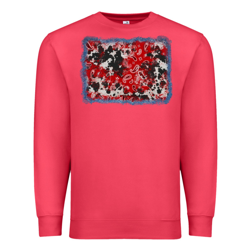 Bandana Cowhide Denim Background Premium Sweatshirt by AdoDesignShop | Teevron