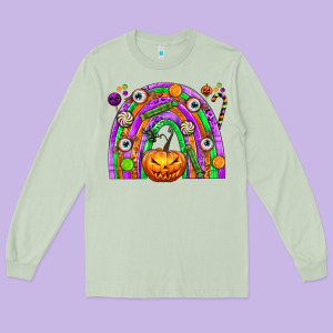 Halloween Rainbow Long Sleeve Tee Designed By Texasbilliewilder