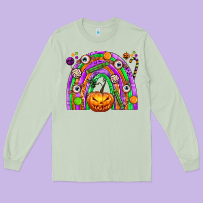 Halloween Rainbow Long Sleeve Tee Designed By Texasbilliewilder