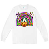 White Halloween Rainbow Long Sleeve Tee - texasbilliewilder