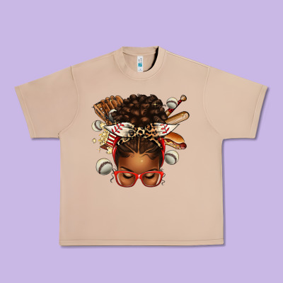 Urban Heavy Tee baseball afro messy bun