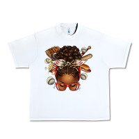 White baseball afro messy bun Urban Heavy Tee - texasbilliewilder