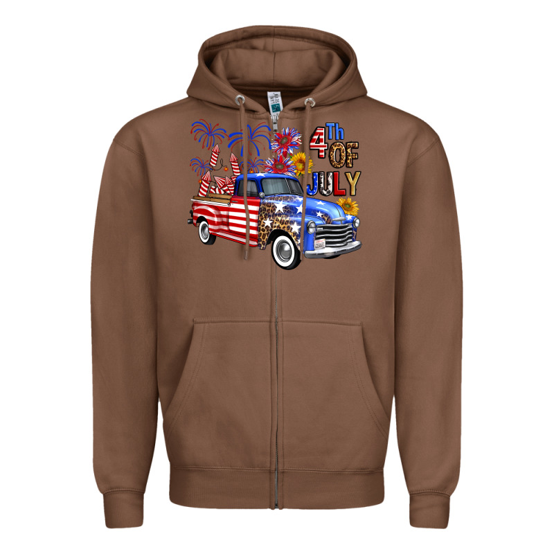 Western Truck Fourth Of July America Zipper Hoodie by FaDigitalArtStudio | Teevron