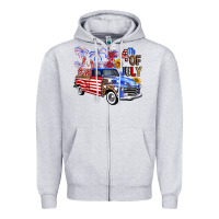 Heather Grey western truck fourth of july america Zipper Hoodie - FaDigitalArtStudio