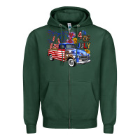 Sports Green western truck fourth of july america Zipper Hoodie - FaDigitalArtStudio