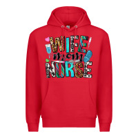 Red wife mom nurse Premium Hoodie - NancyCooperArtShop