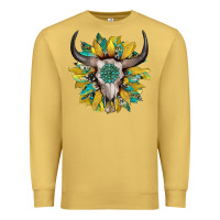 Antique Gold boho bullskull with sunflower and gemstone Premium Sweatshirt - Artiststas