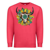 Cardinal boho bullskull with sunflower and gemstone Premium Sweatshirt - Artiststas