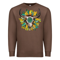 Chestnut boho bullskull with sunflower and gemstone Premium Sweatshirt - Artiststas