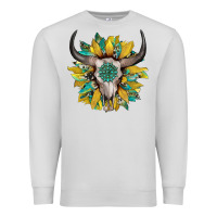 Boho Bullskull With Sunflower And Gemstone Premium Sweatshirt | Teevron