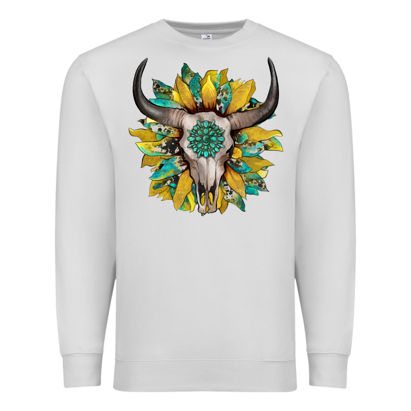 Boho Bullskull With Sunflower And Gemstone Premium Sweatshirt by Artiststas | Teevron