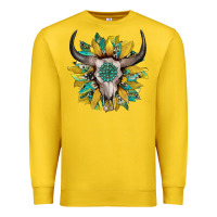 Lemon boho bullskull with sunflower and gemstone Premium Sweatshirt - Artiststas