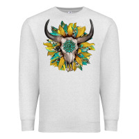 Oatmeal Heather boho bullskull with sunflower and gemstone Premium Sweatshirt - Artiststas