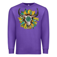 Purple boho bullskull with sunflower and gemstone Premium Sweatshirt - Artiststas