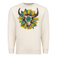 Sandshell boho bullskull with sunflower and gemstone Premium Sweatshirt - Artiststas