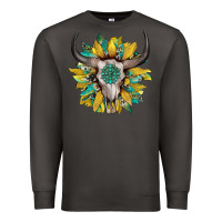 Smoke boho bullskull with sunflower and gemstone Premium Sweatshirt - Artiststas