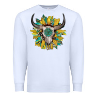 White boho bullskull with sunflower and gemstone Premium Sweatshirt - Artiststas