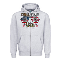 Heather Grey small town usa Zipper Hoodie - CowhideDigitalArt