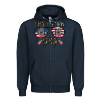 Navy small town usa Zipper Hoodie - CowhideDigitalArt