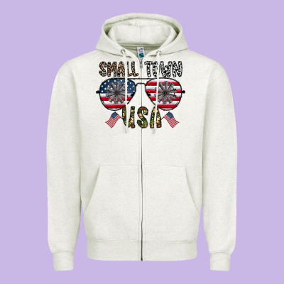 Small Town Usa Zipper Hoodie Designed By Cowhidedigitalart