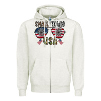 Oatmeal Heather small town usa Zipper Hoodie - CowhideDigitalArt