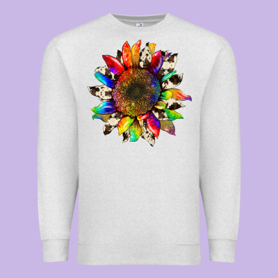 Tie Dye Sunflower With Cowhide Premium Sweatshirt Designed By Artiststas