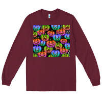 Burgundy Halloween Pumpkins Long Sleeve Tee - texasbilliewilder
