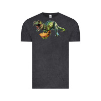 Vintage Black T-Rex dinosaur holding a taco Vintage Tee - RanaPortraitStore