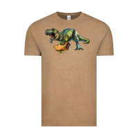 Vintage Coffee T-Rex dinosaur holding a taco Vintage Tee - RanaPortraitStore