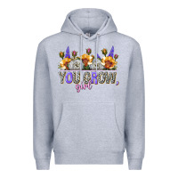 Heather Grey you grow girl Premium Hoodie - NancyCooperArtShop