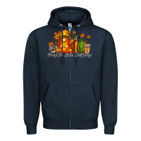 Navy Pumpkin Spice Everything Zipper Hoodie - RacoonDesign