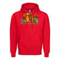 Red Pumpkin Spice Everything Zipper Hoodie - RacoonDesign