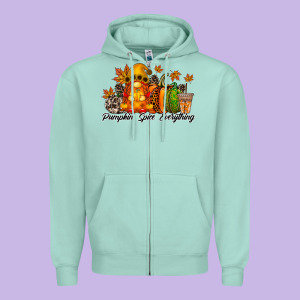 Pumpkin Spice Everything Zipper Hoodie Designed By Racoondesign