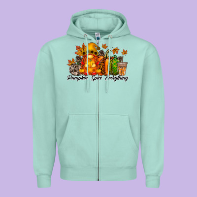 Pumpkin Spice Everything Zipper Hoodie Designed By Racoondesign