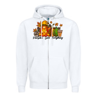 White Pumpkin Spice Everything Zipper Hoodie - RacoonDesign